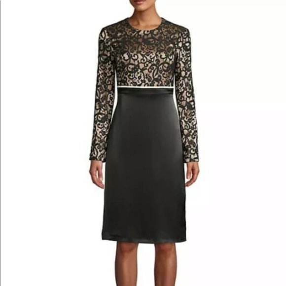 Tory Burch Black Lace Color Blocking Dress Size 6